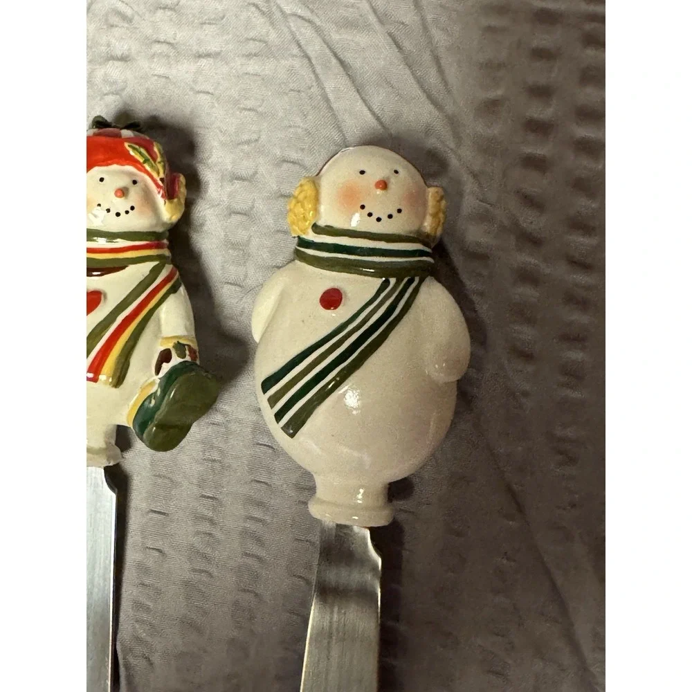 Set of 4 Snowman Butter Or Cheese‎ Spread Knives - Stainless Steel